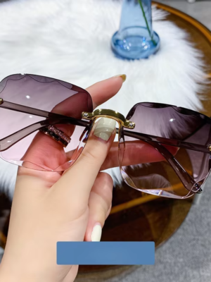 2026 Luxury Trendy Ladies Rimless Sunglasses High Quality Vintage New Arrival Gold Green Red Vintage Women’s Fashion Sunglasses