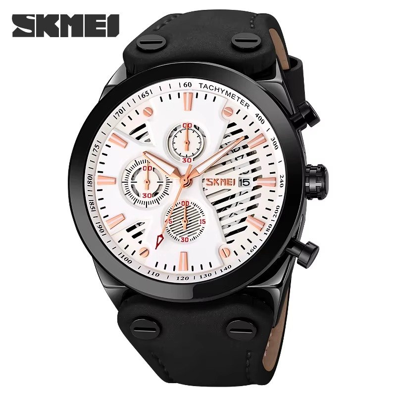 Big Dial Casual Men Wristwatch Support OEM ODM Custom Logo 3ATM Waterproof Montre Homme Genuine Leather Quartz Watch for Men